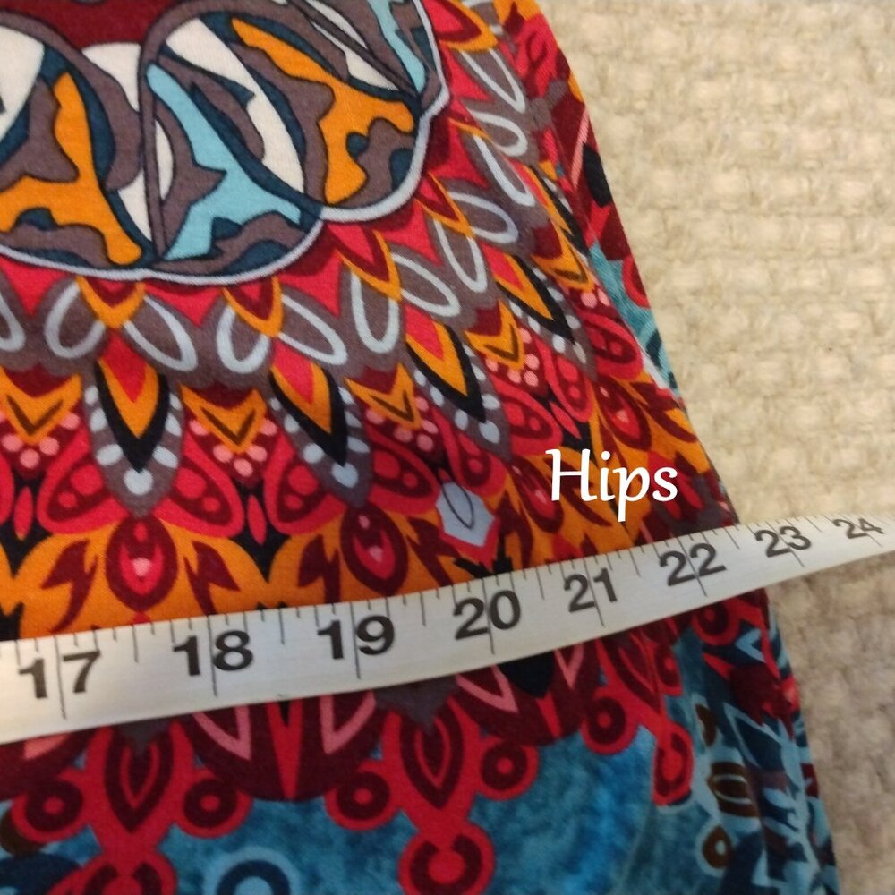 Dearcase Teal Mandala Print Swing Dress Plus XL Boho Festival Art-To-Wear Retro - Picture 8 of 9